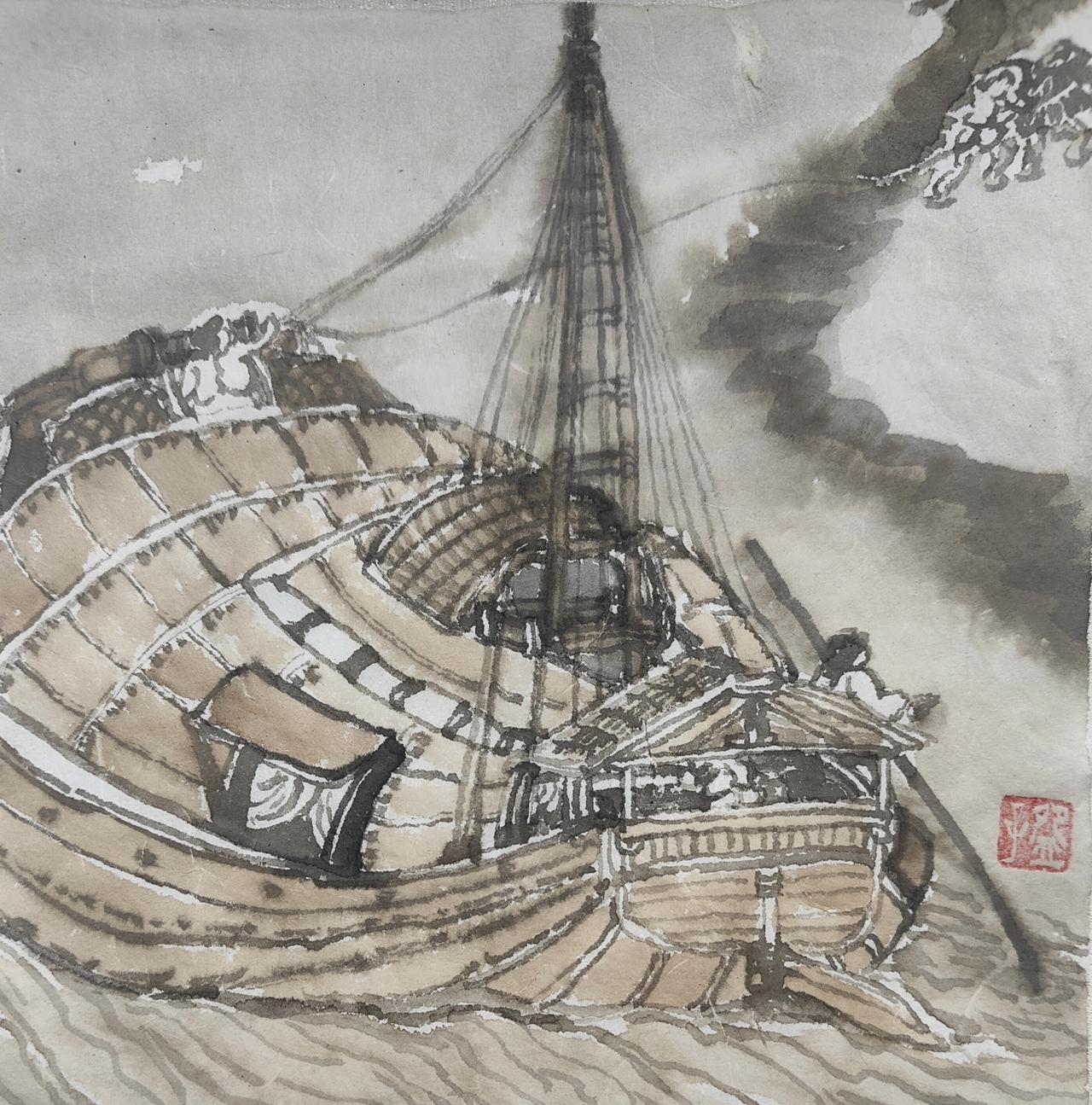 碗子的纸片水墨《慕古手追系列No3》
