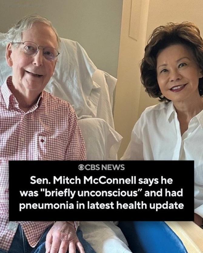 美国肯塔基州参议员米奇·麦康奈尔当地时间周日发布了一份关于他健康的声明，并附上一