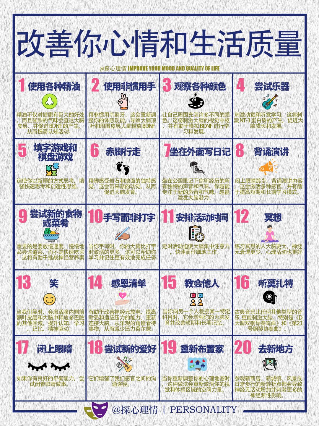 20个改善你心情和生活质量的练习