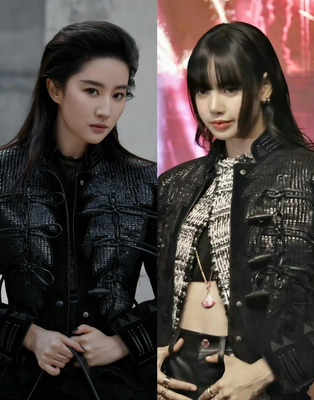 #刘亦菲Lisa撞衫#刘亦菲 Lisa演绎同款，好像是第二次撞衫了[哆啦A梦吃惊