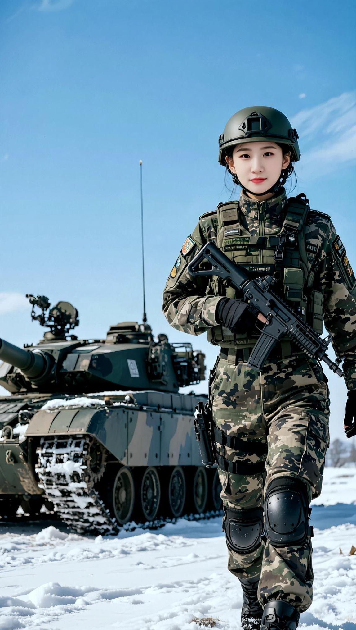 AI军装雪地照