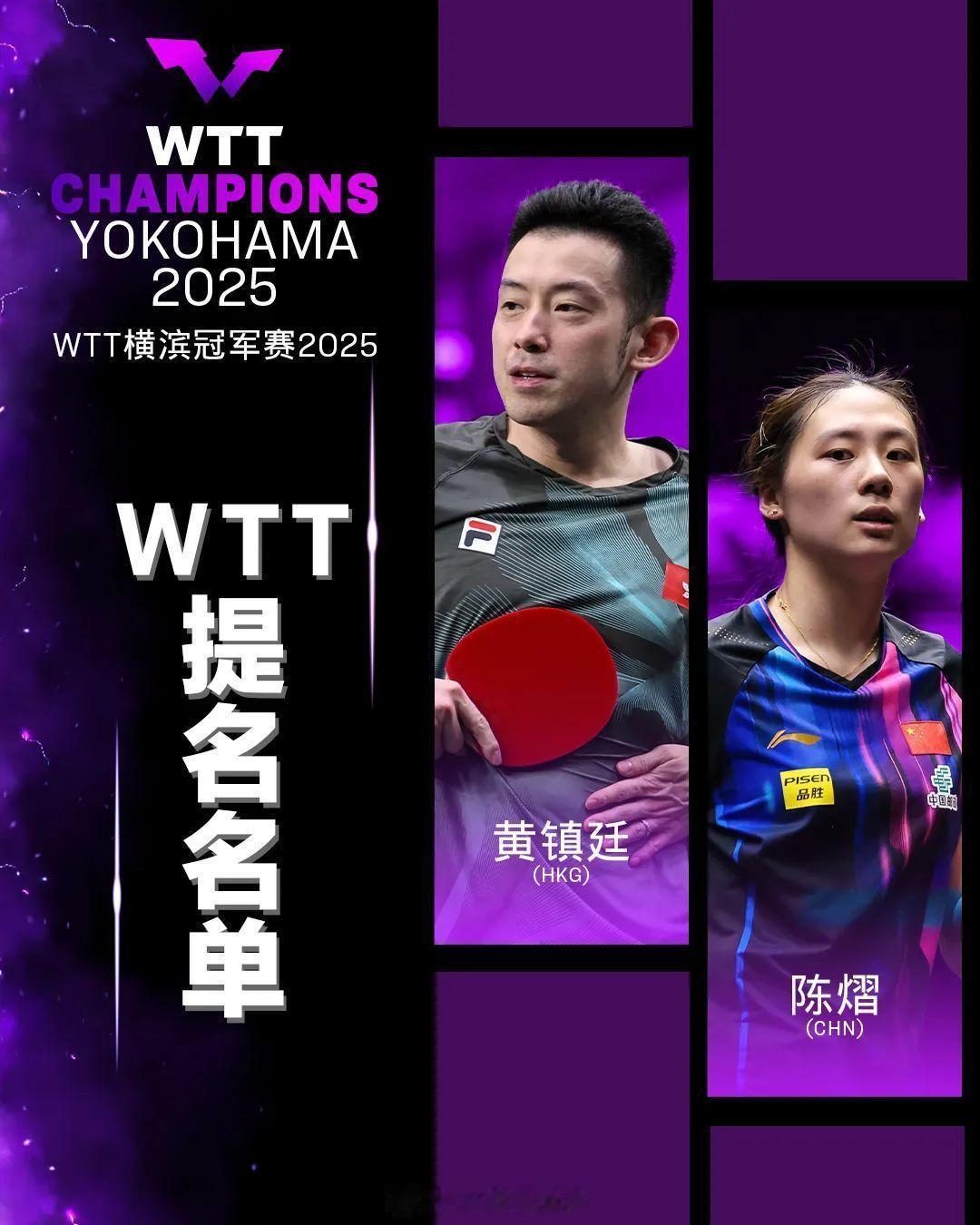WTT提名陈熠横滨女单外卡 ​​WTT横滨冠军赛将于8月7日至8月11日举行，本