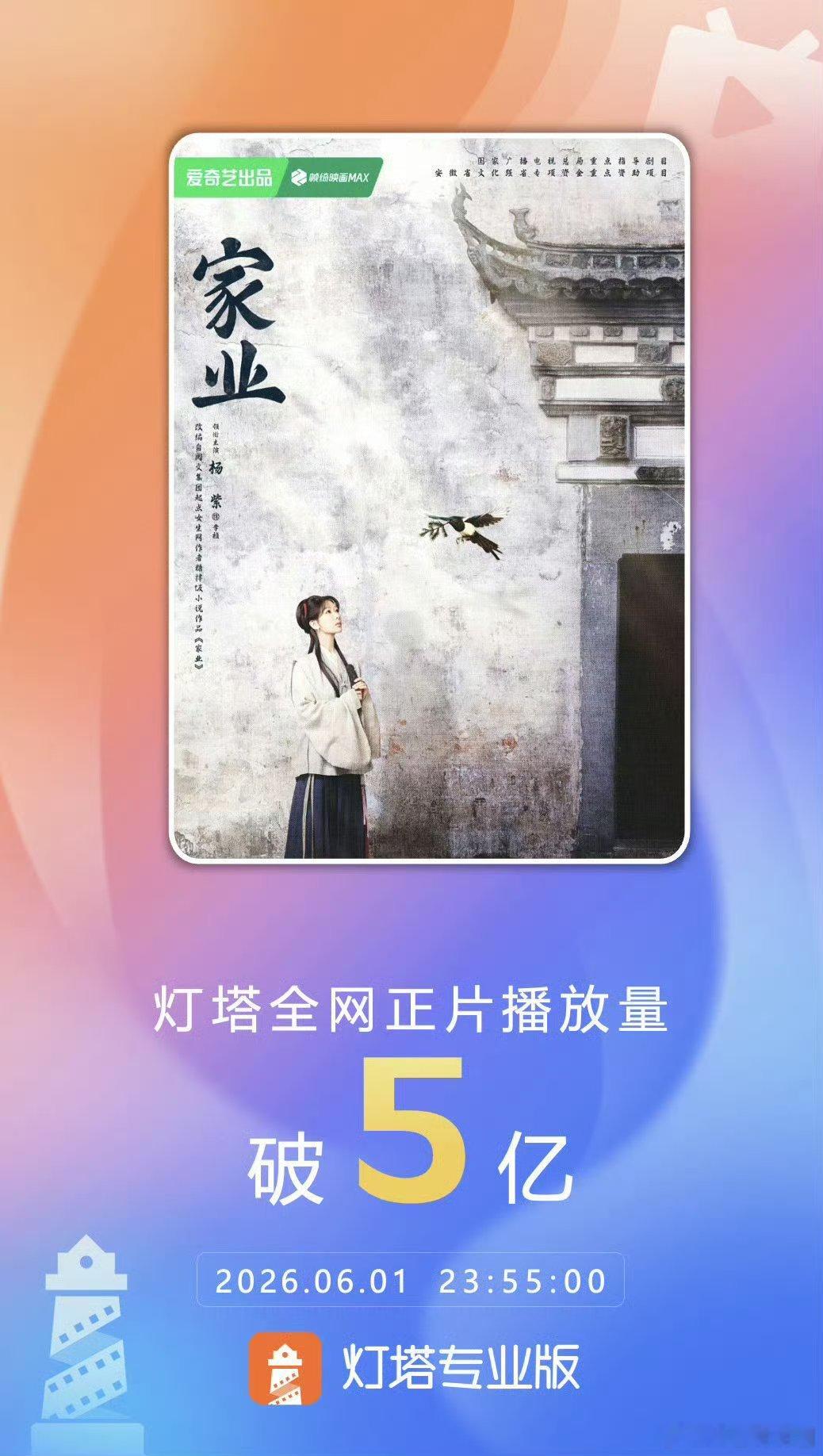 杨紫家业播放量破5亿杨紫家业正片播放量破5亿热播势头不减，杨紫主演的《家业》播放