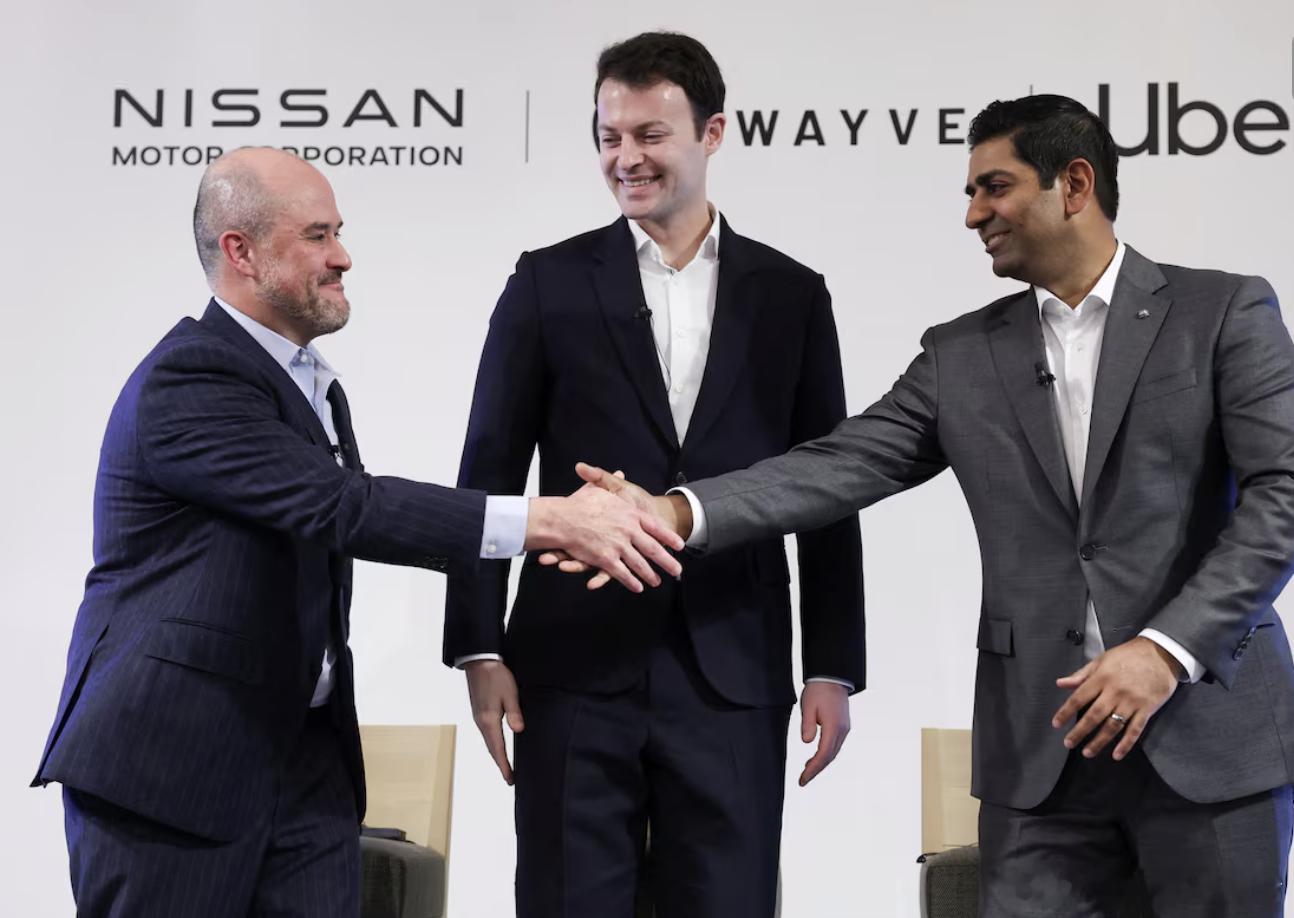 日产、优步和Wayve宣布合作推出无人驾驶出租车3月12日，日产汽车、Uber 