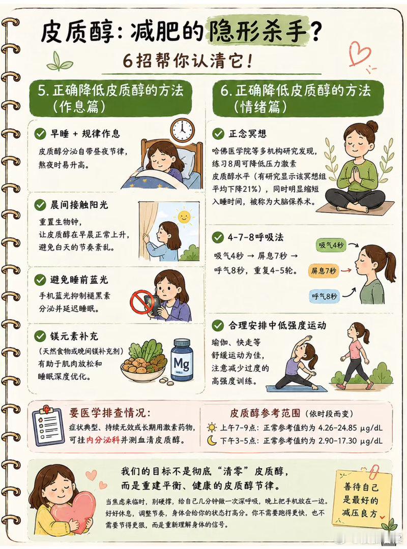 睡前9分钟清除皮质醇的废物 什么是皮质醇？【皮质醇：“压力肥”的元凶】明明吃得少