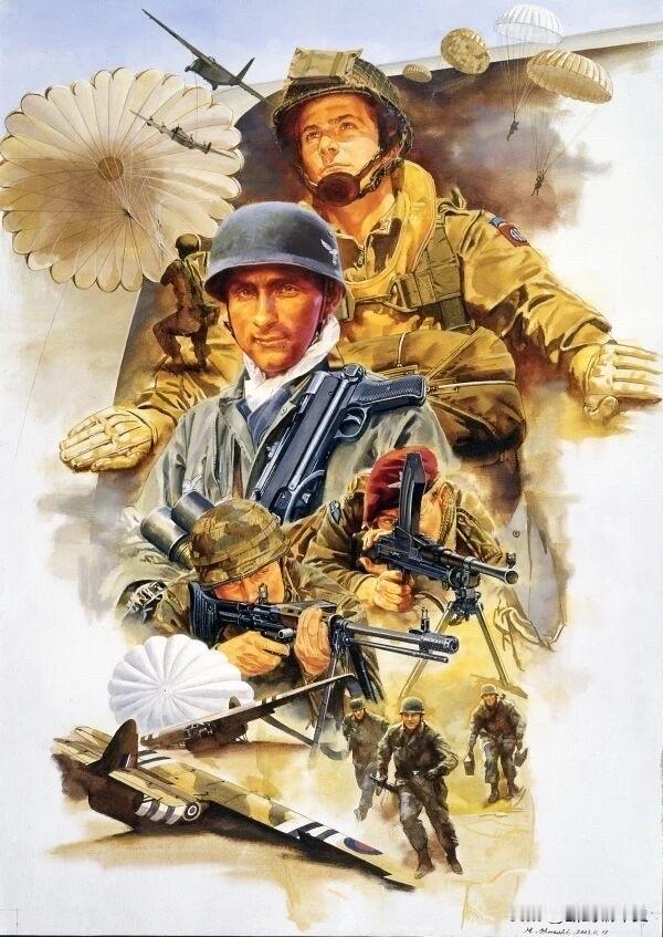 军事插画：“市场花园”行动。大西将美作品。

军事画作 历史 二战 德国