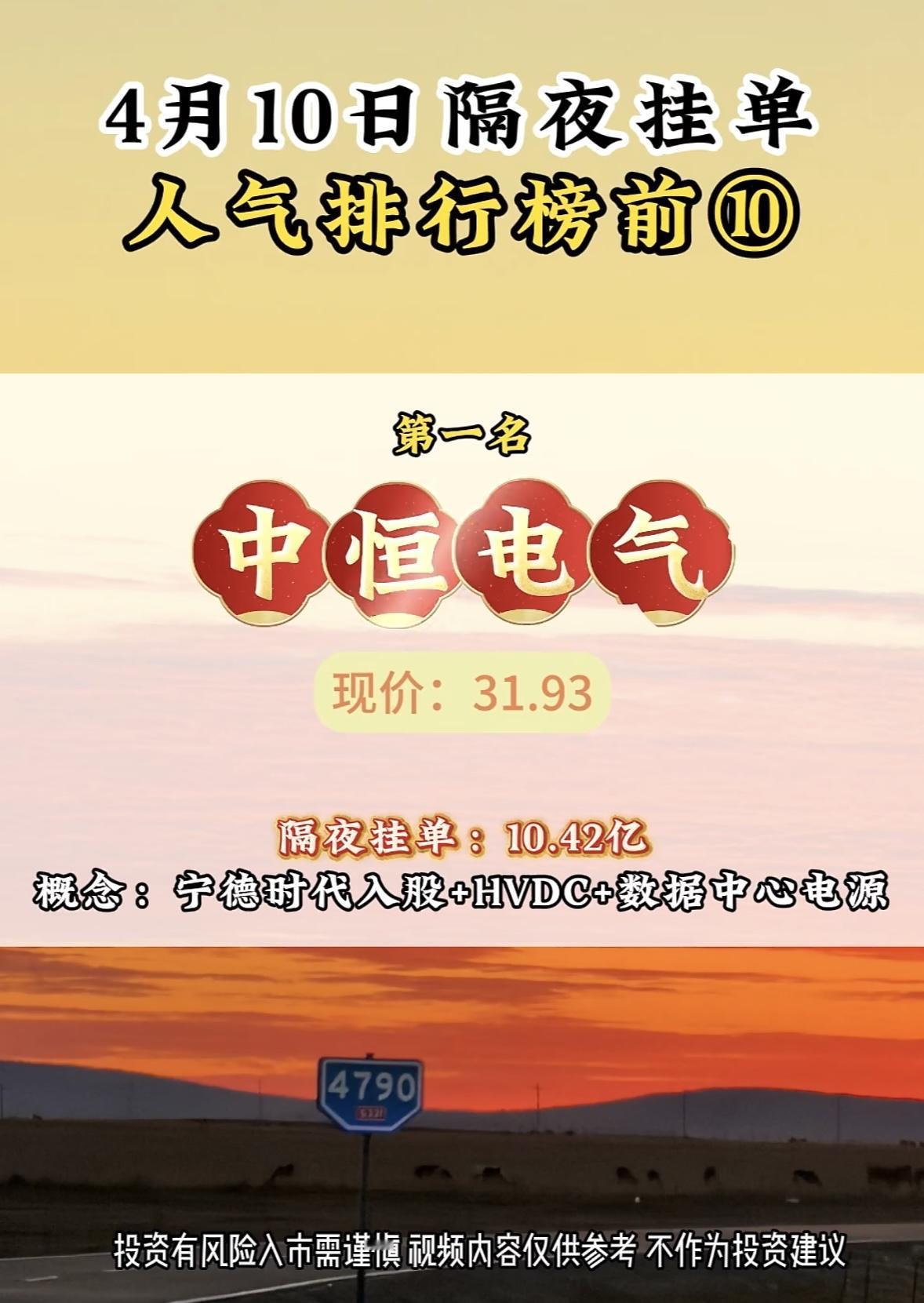 4月10日周五暗盘隔夜挂单榜前10名揭晓。

益佰制药排第十，这挺让人关注的。回