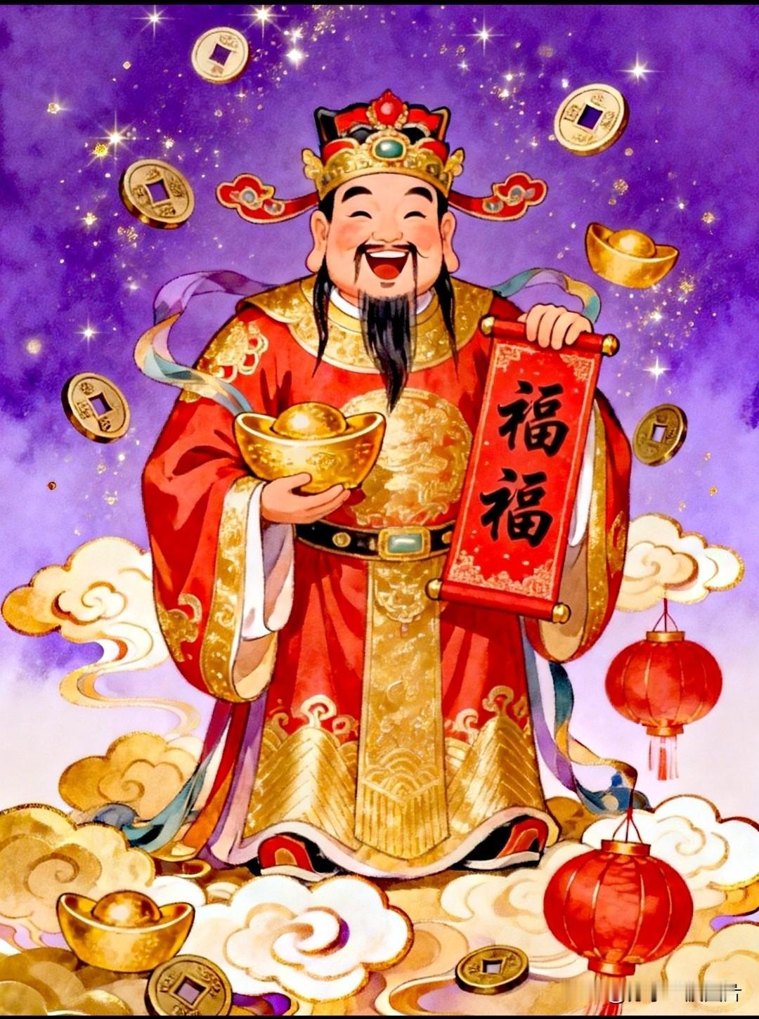 财神临门添喜气，
财源广进万事吉。