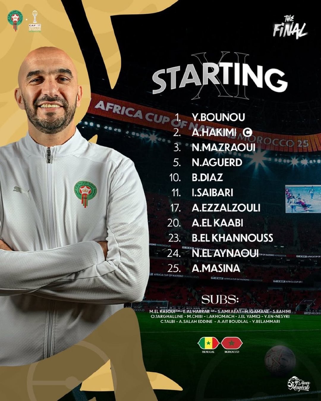 🇲🇦卜拉欣首发出战非洲杯决赛！非洲杯 塞内加尔vs摩洛哥  皇马球员在国家队