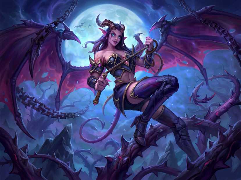 炉石传说 魅魔来了！“娜玛拉小姐”！术士终于有好看的女皮了！ 