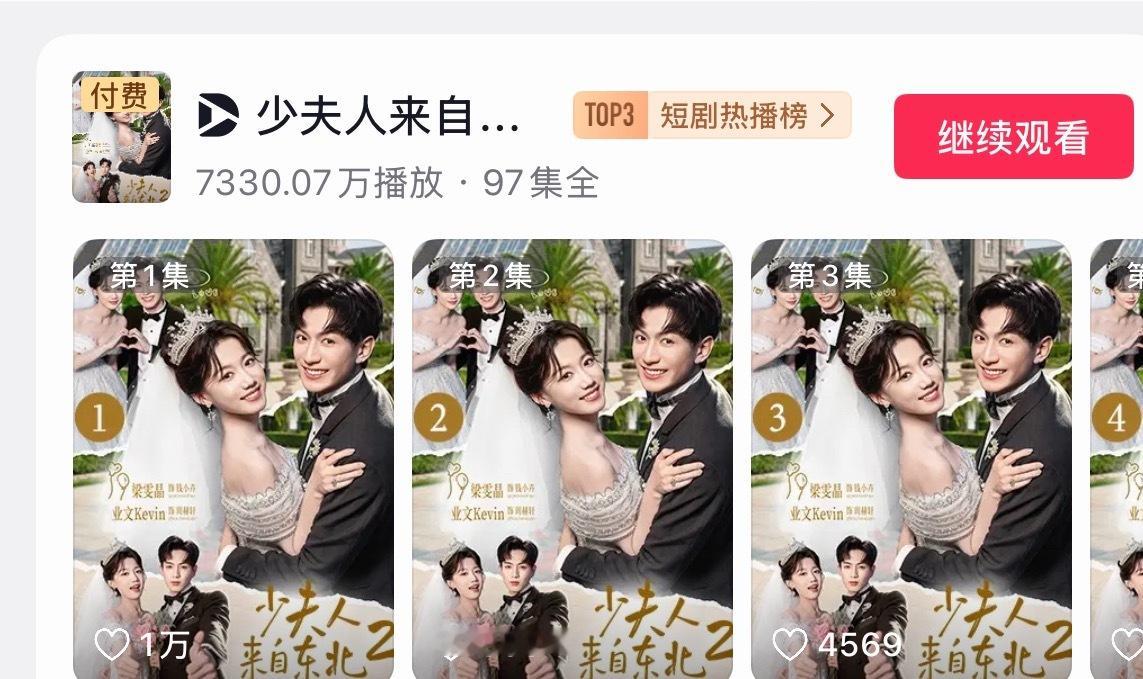 少夫人来自东北2好争气，付费端也没瘸腿，可以展望破亿了吧 