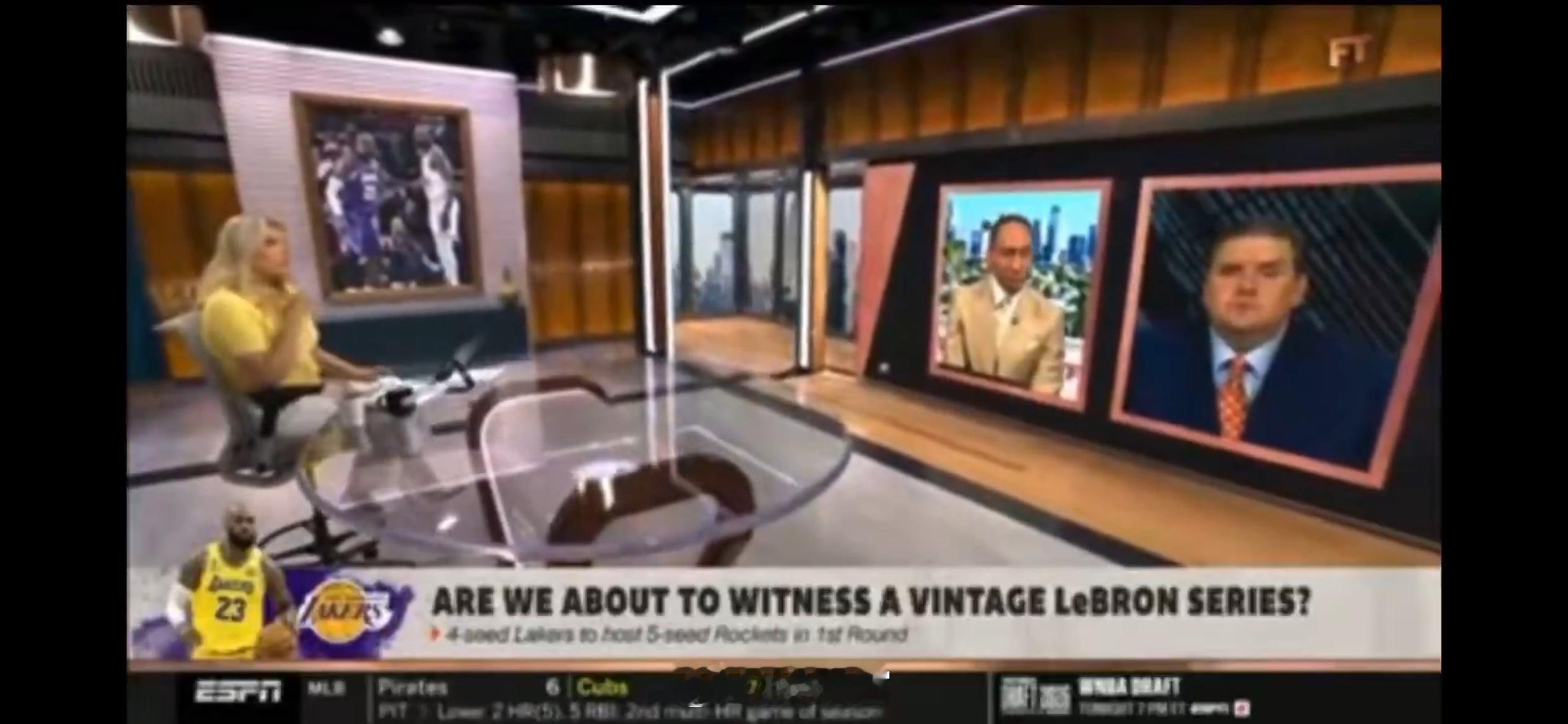 季后赛又见湖火，斯蒂芬A史密斯预测，要是卢卡和里夫斯健康，会选湖人晋级，但现在只