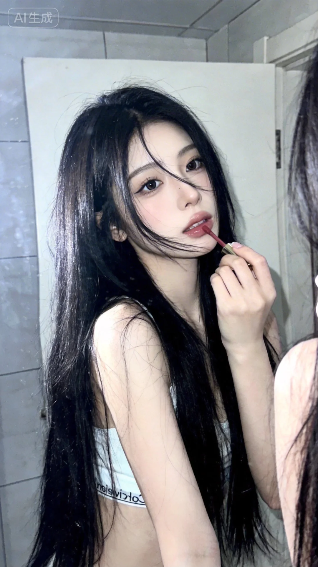 一位长发及腰模样可爱的女生，构图随意却尽显生活中的绚丽日常，人像摄影...