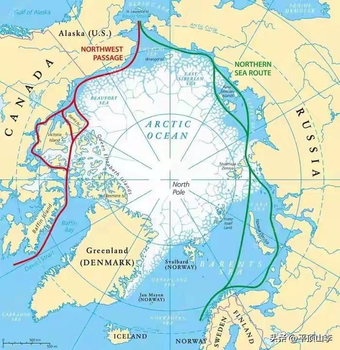 更荒诞的是，当北极海域冰层消退，各国不是忙着救赎，而是争相涌入开辟新航道、抢夺油