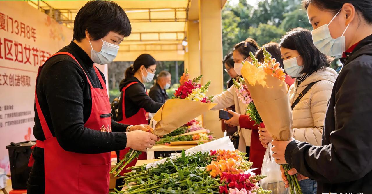 春日领花束，真是件超浪漫的事儿！在厦门，阳春三月的仙岳公园文化广场就有免费领花活