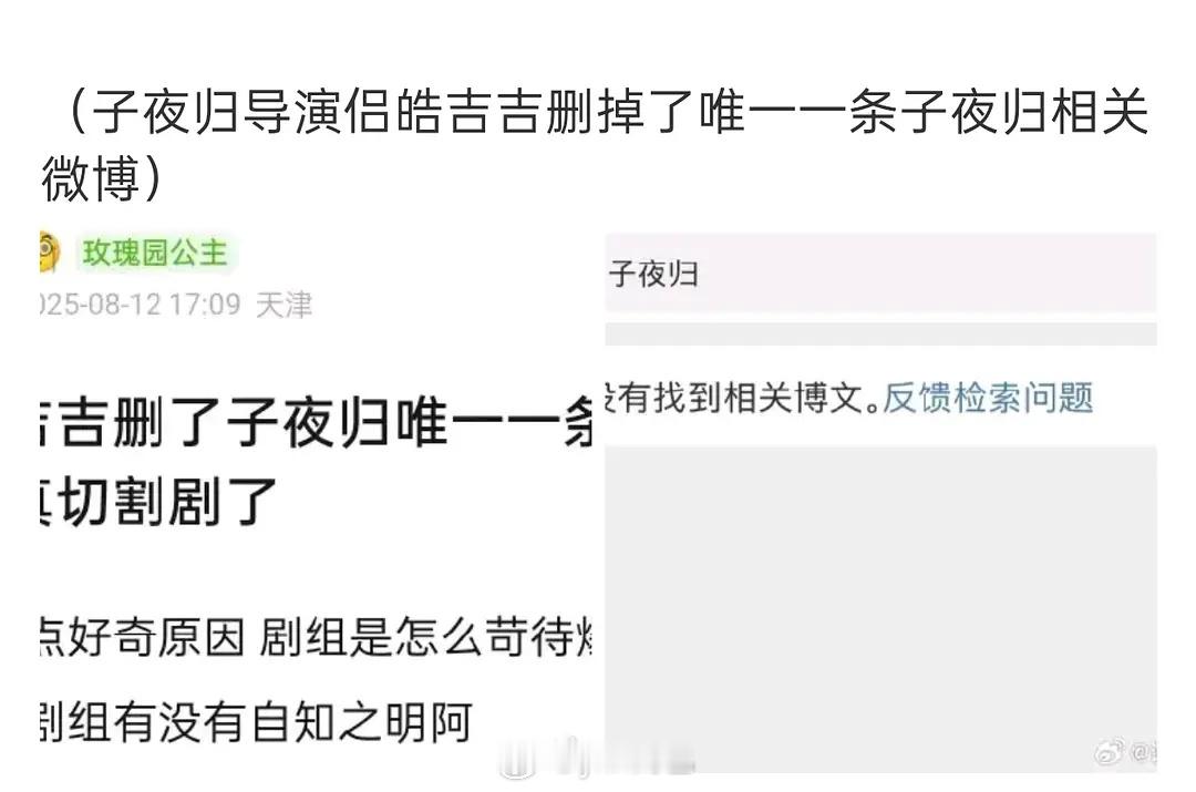 吉吉导演删除了唯一一条子夜归微博，真闹翻了还是炒作？ ​​​