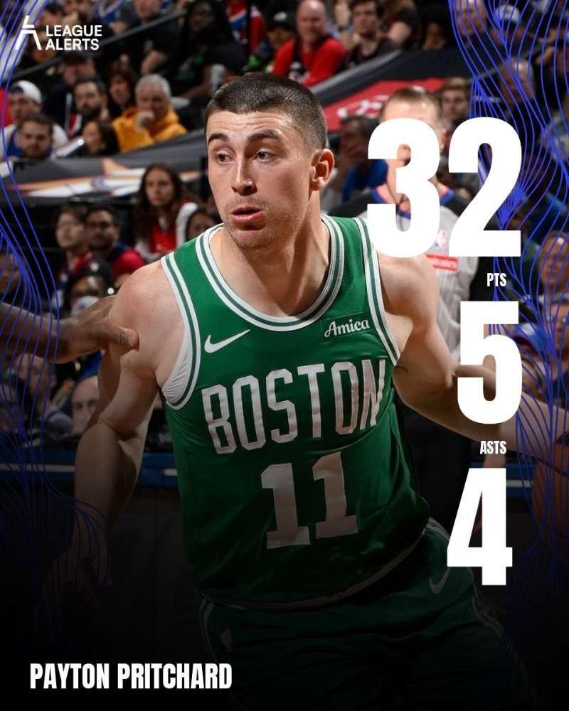 终于找到了状态！今天，普里查德出战34分钟，21投12中，其中三分球12投6中，