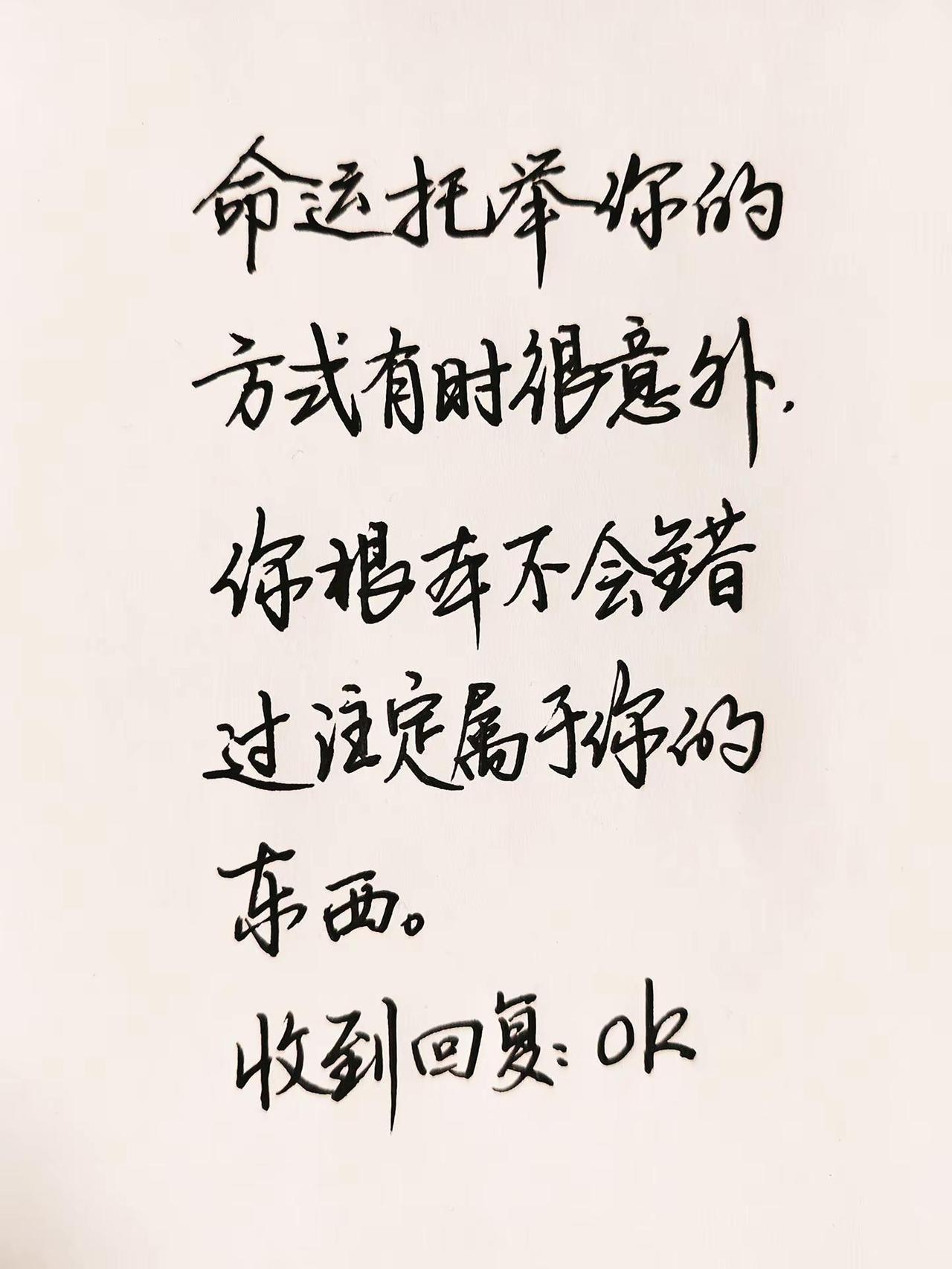 命运托举你的方式有时很意外， 你根本不会错过注定属于你的东西。 励志手写 治愈系