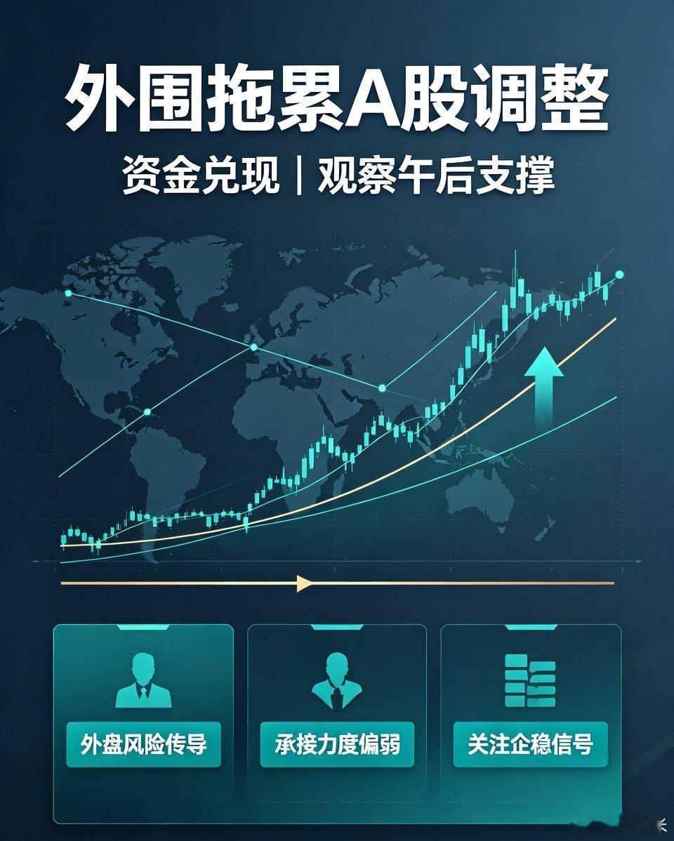 A股跟随外围市场同步调整，早盘资金持续兑现离场，午后行情能否迎来修复？简单聊聊盘