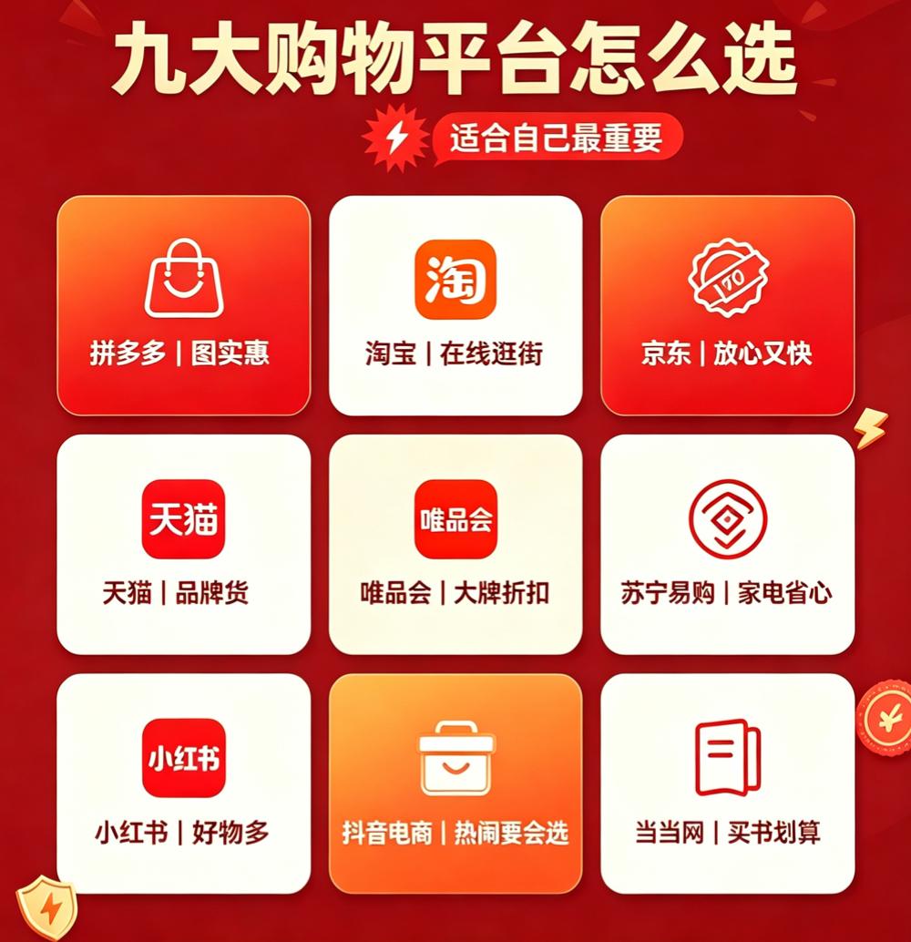 月入五千该选哪个平台购物？
国内九大主流购物平台，各有特点。

拼多多主打性价比