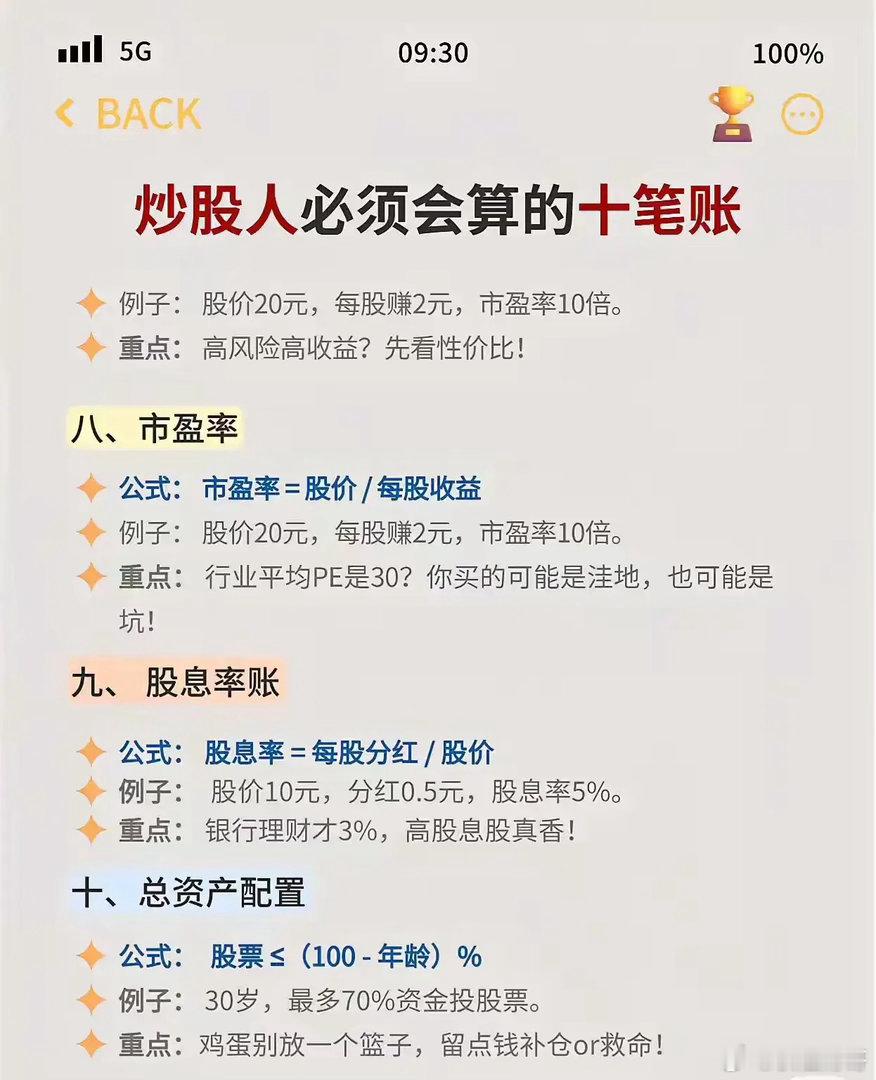 🔥炒股人必须会算的“十笔账”，别再稀里糊涂亏钱了！建议收藏反复看👇1️⃣ 交