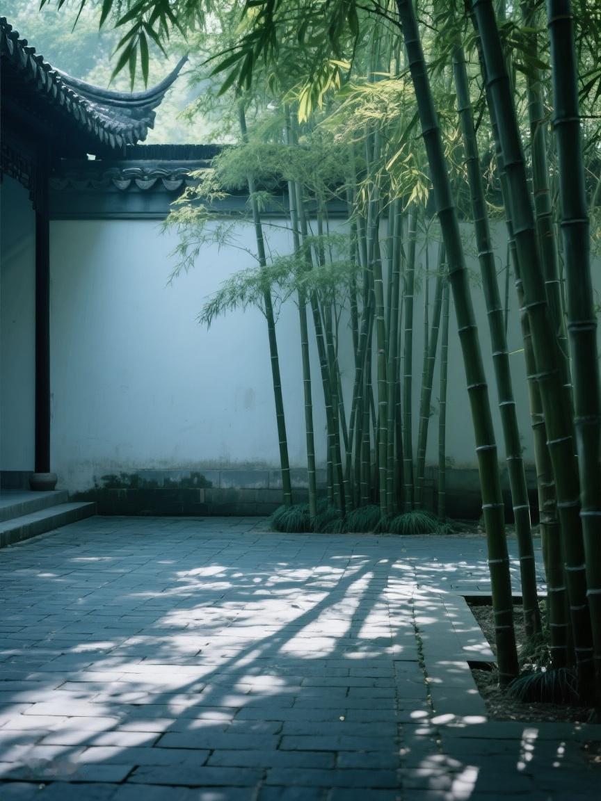 斑驳竹影映幽巷，素墙静立。
于这方天地，寻一份宁静，悟岁月悠长。