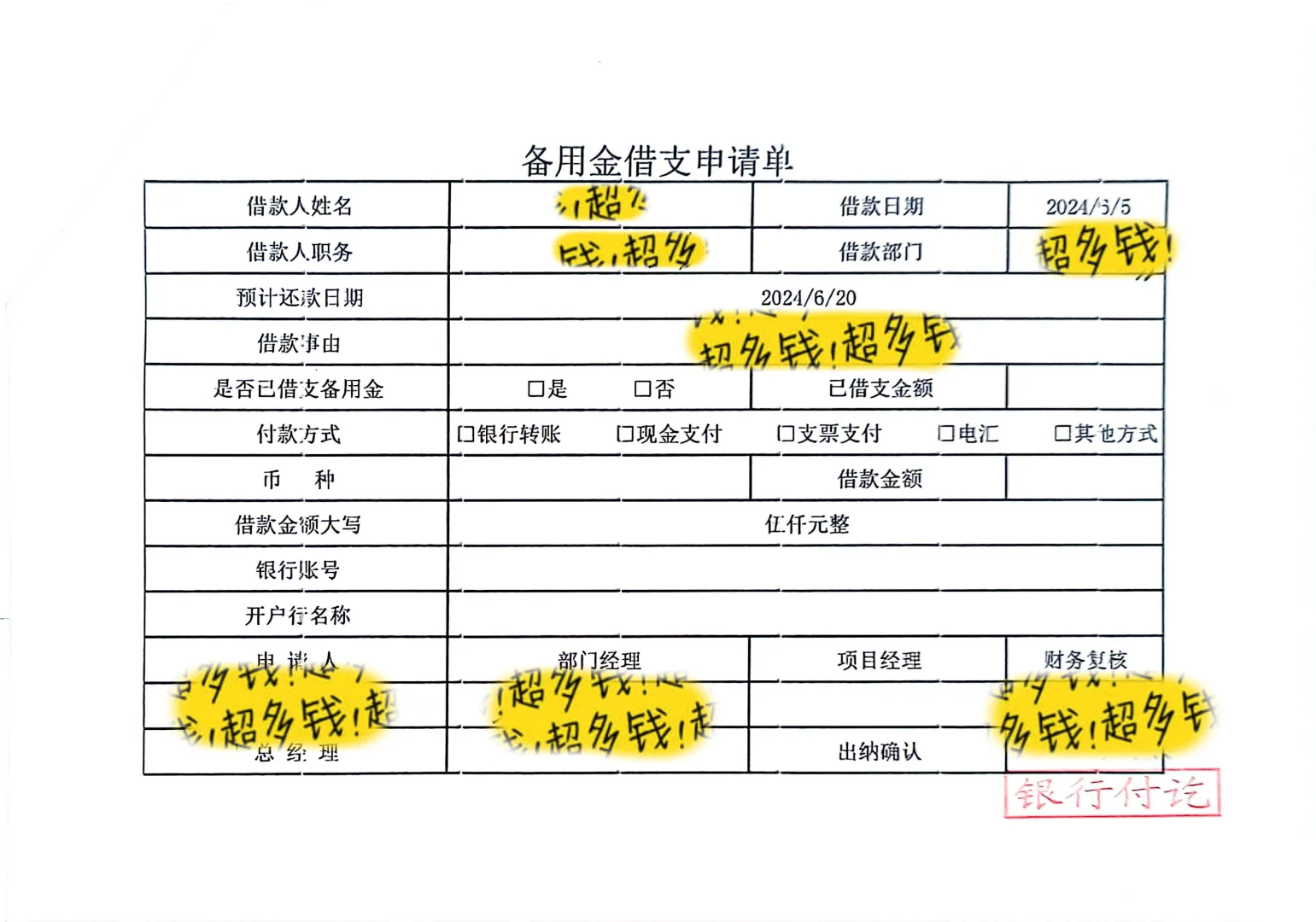 一天一个会计凭证3—暂支备用金
