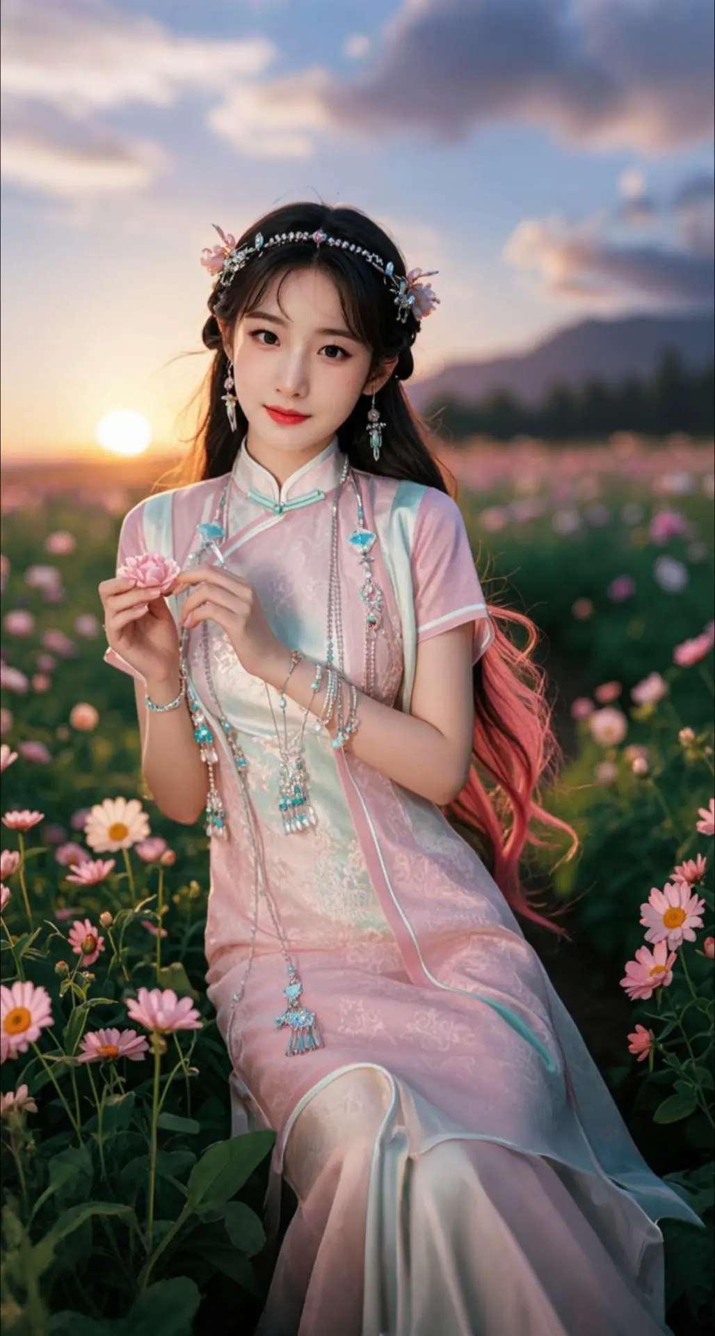 AI扩图 AI楼兰花漾少女