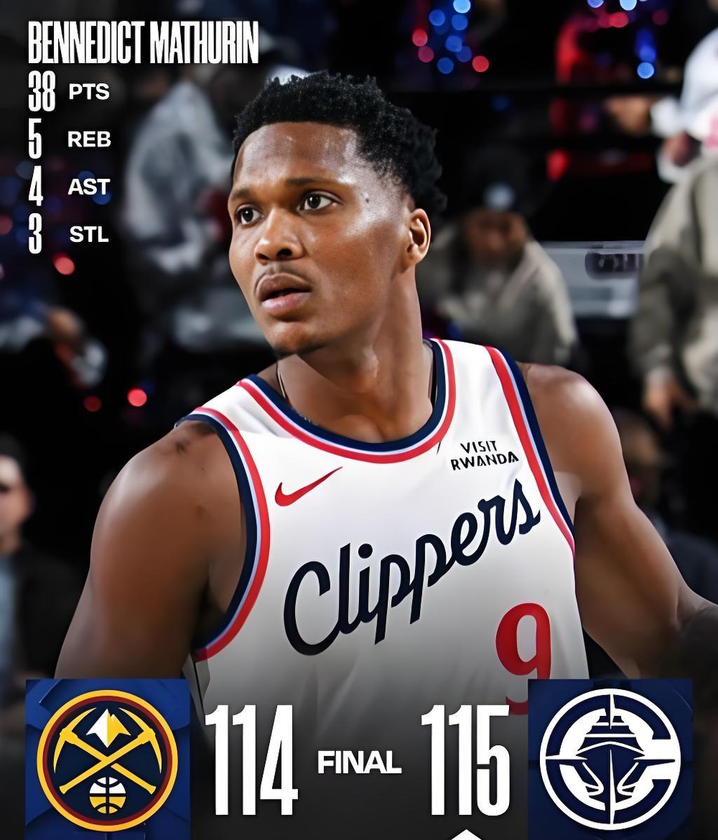 1分绝杀！掘金崩盘，穆雷成罪人
 
快船115-114险胜掘金，马瑟林轰38分生