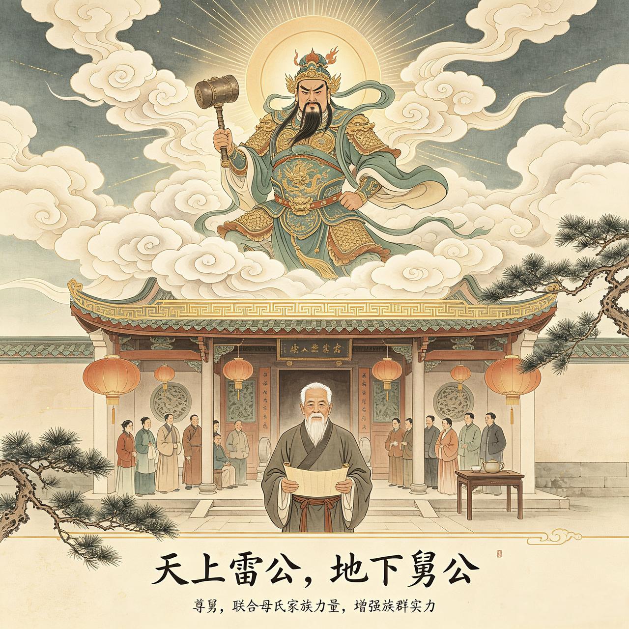客家俗语中，有 “天上雷公，地下舅公”的说法 。所以，客家人将舅舅的威望，视之与