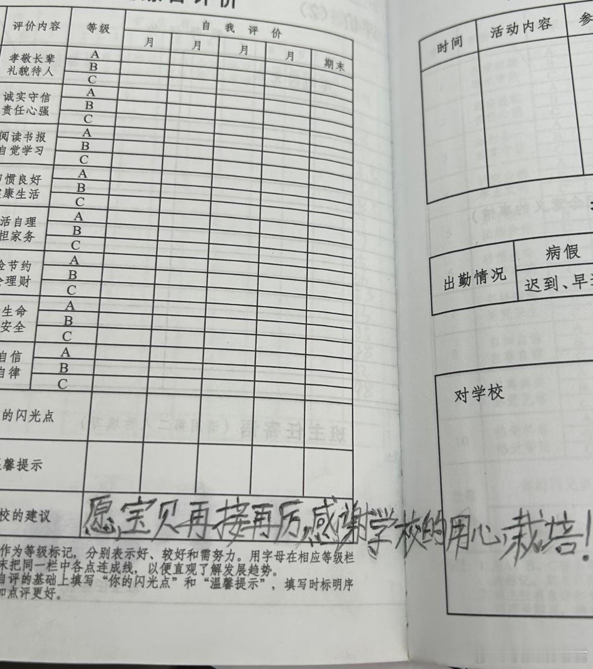 全班倒数孩子的家长在手册留言了 ​​​