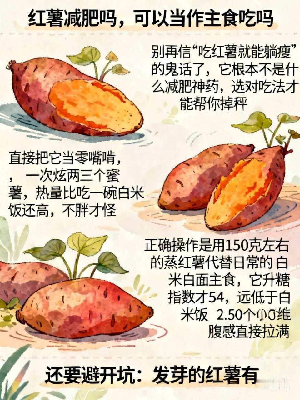 别再信“吃红薯就能躺瘦”的鬼话了，它根本不是什么减肥神药，选对吃法才能帮你掉秤。