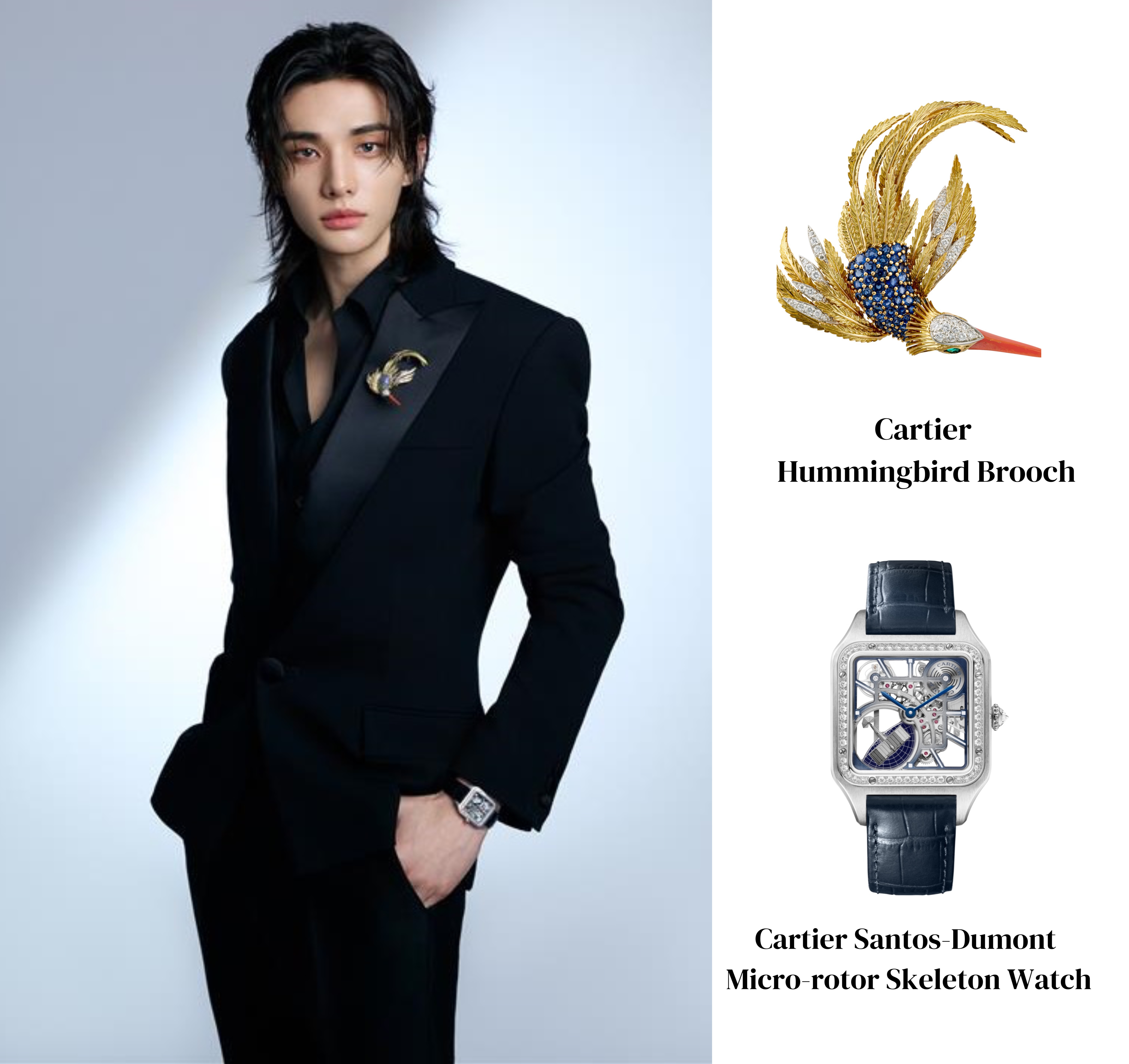 黄铉辰 x Cartier日前受邀出席卡地亚高级珠宝晚宴活动的Hyunjin，佩