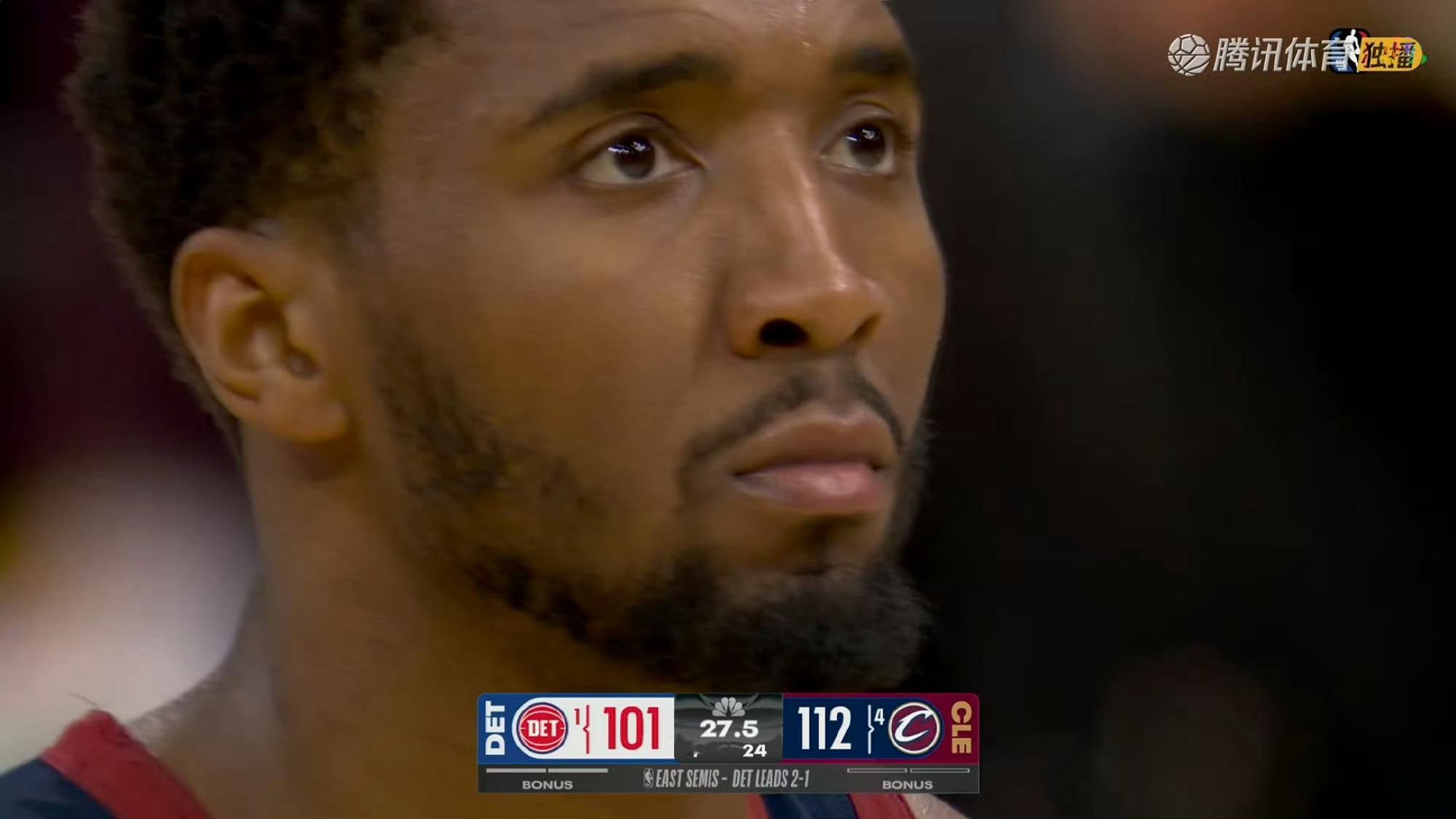 活塞vs骑士半场39分，米切尔追平NBA季后赛半场最高得分骑士2比2活塞