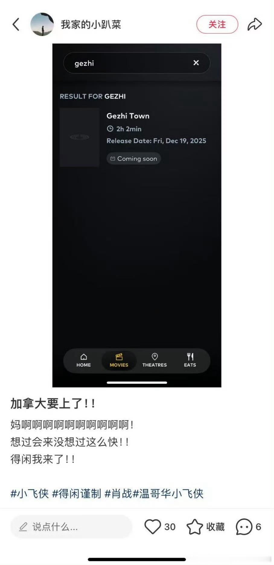 肖战得闲谨制也要在加拿大上映了，这感情好！