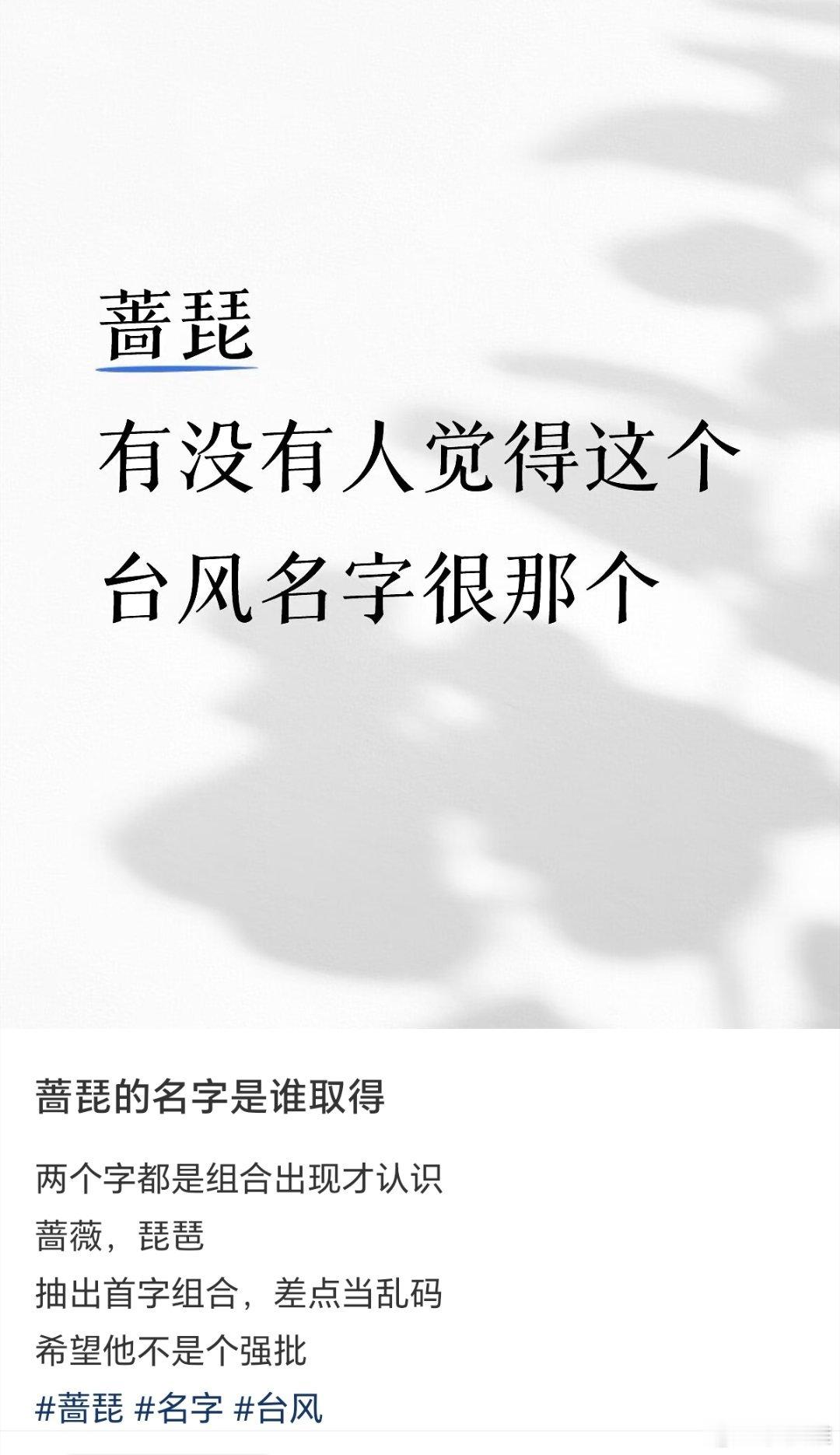有没有人觉得台风“蔷琵”这个名字很那个？[doge][doge][doge]科技
