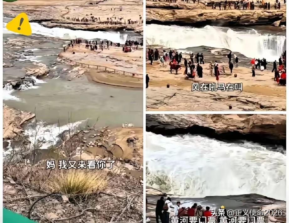 壶口瀑布前的这声妈，太扎心！

一段视频在网上炸了锅。一位女子站在壶口瀑布景区外
