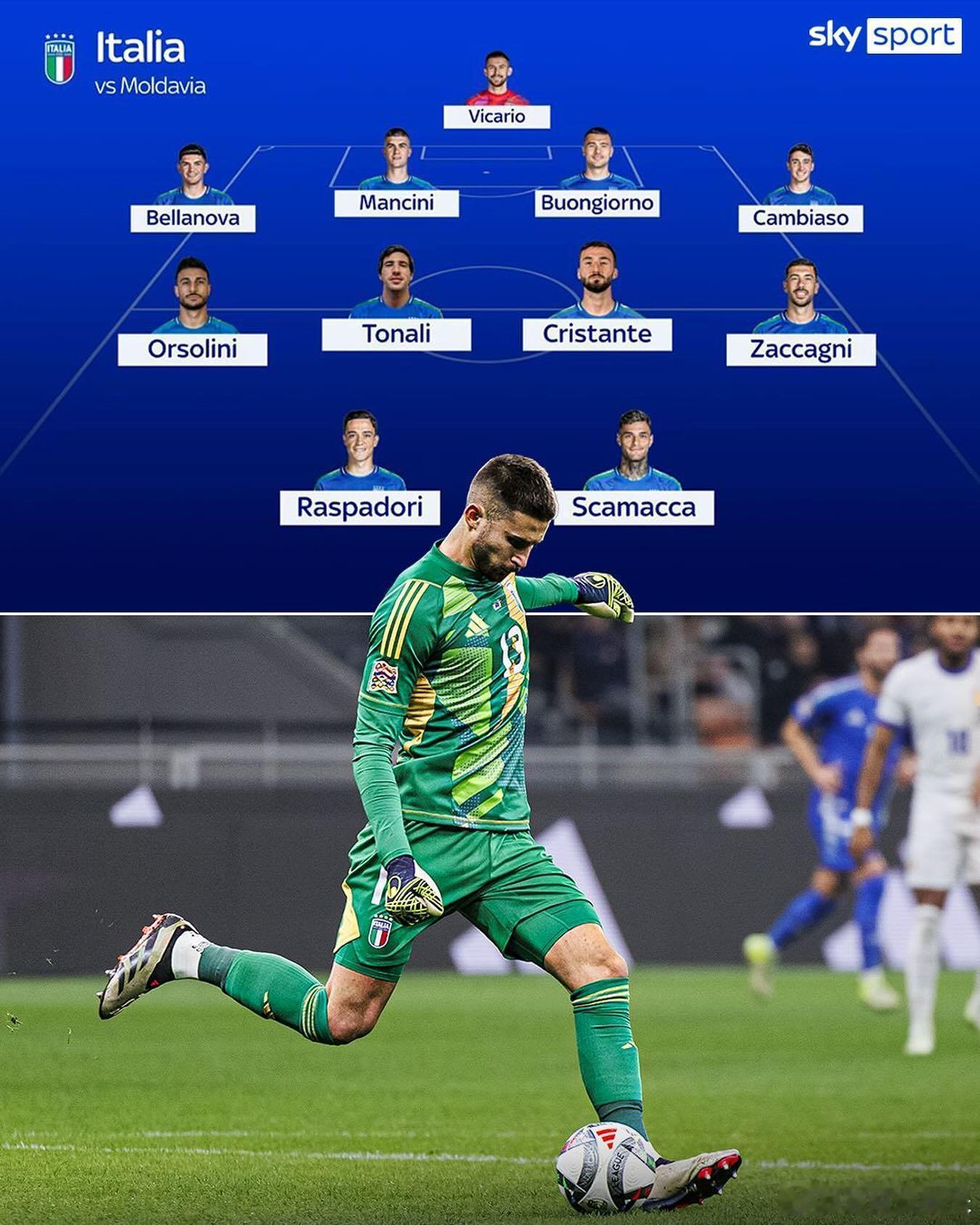 天空体育更新了个意大利队首发阵容预测，国际米兰球员可以休息了。