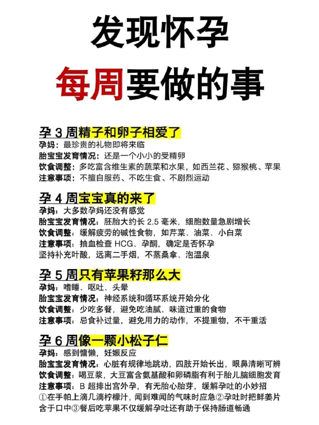 怀孕后每周要做的事！孕妈必知✅