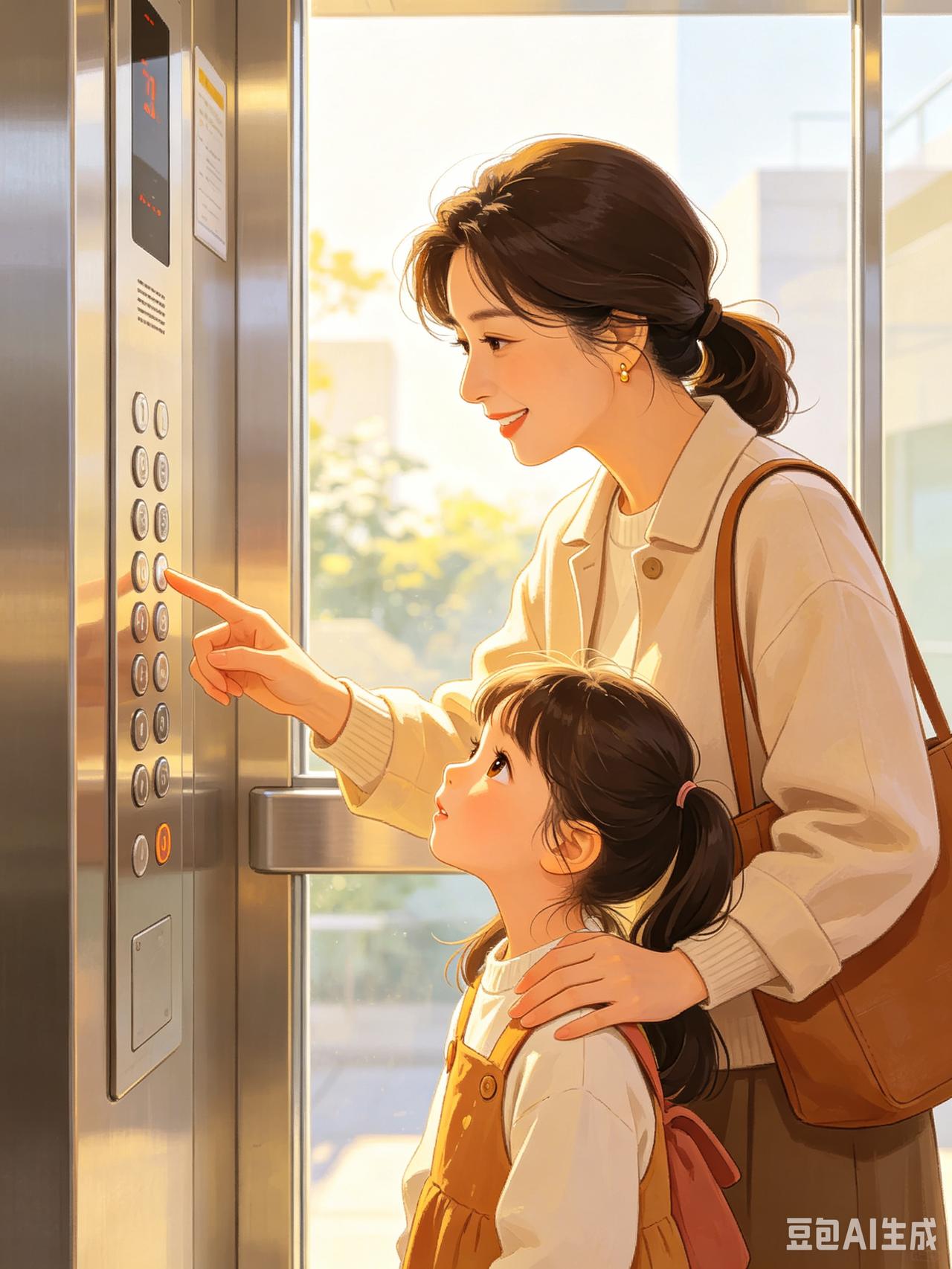 父母以身作则，小事之中育善德
“许多人看到母女同乘电梯的场景都感触颇深。一对母女