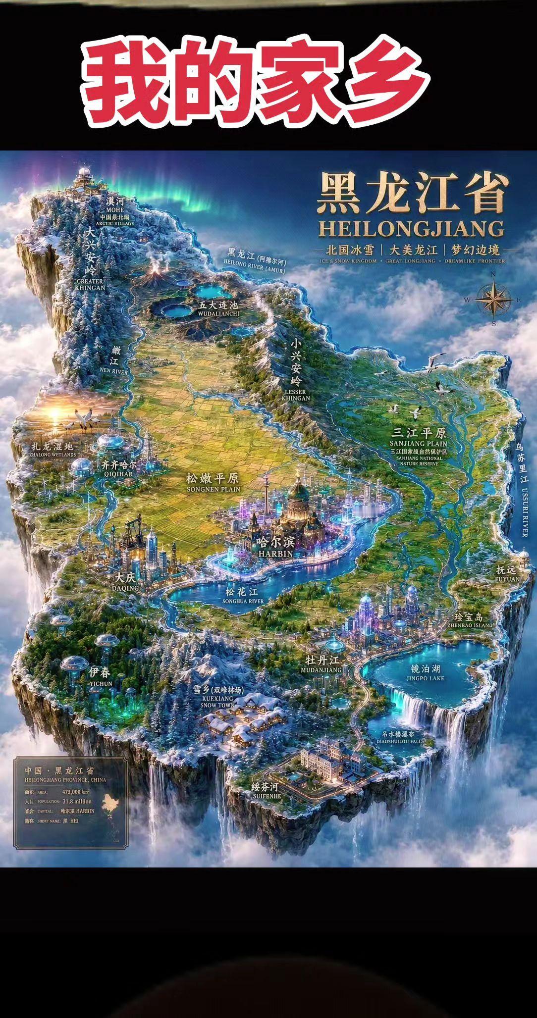 ✨黑龙江这波操作绝了！把家乡做成游戏地图也太酷了吧🌍每一帧都是壁纸级美景，你心