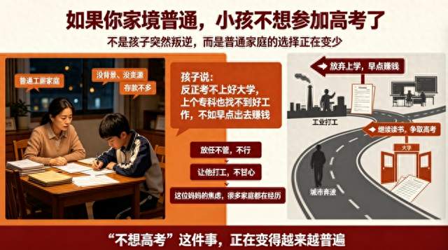 如果你家境普通，小孩不想参加高考了