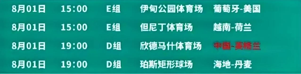 女足世界杯：第十三比赛日，E组葡萄牙vs美国，越南vs荷兰，D组中国vs英格兰，