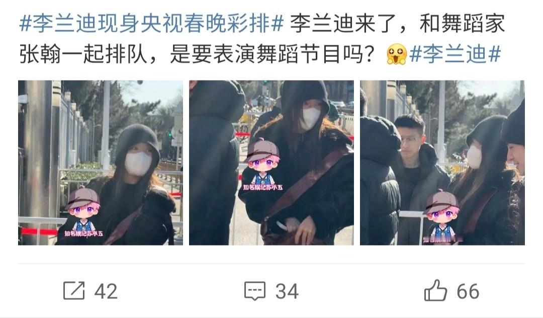 第一眼：李兰迪！春晚！第二眼：舞蹈算了，啥都行！李兰迪全肯定！ 