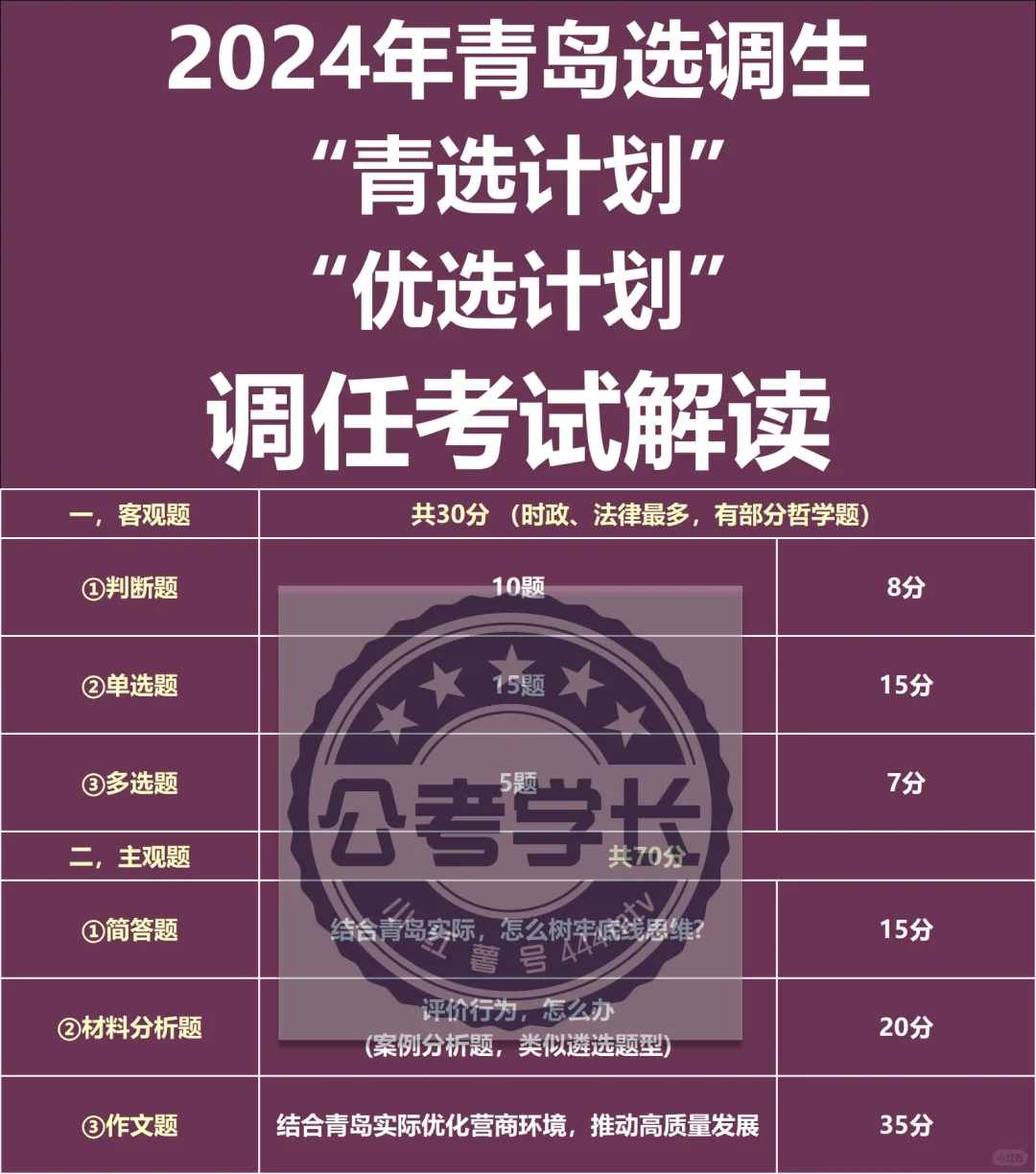 2024青岛“青选计划”调任考试