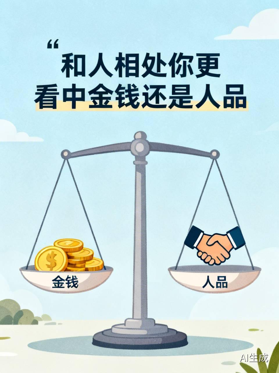 和人相处你更看中金钱还是人品，之前总觉得这个问题是二选一的死局，直到前两年认识的