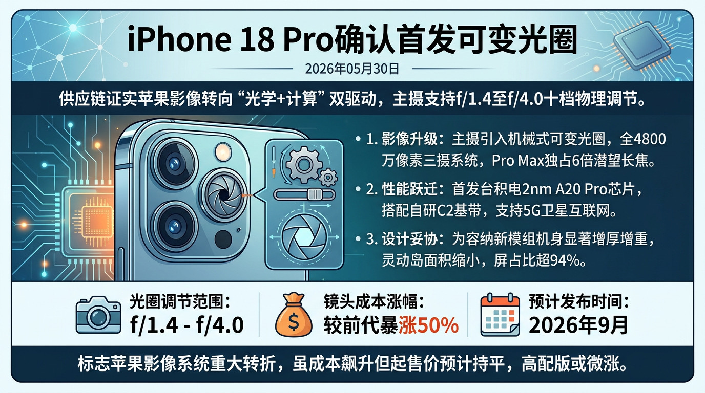 苹果史上最大影像升级来了这次印度泄密太史诗级了，iPhone 18 Pro系列影