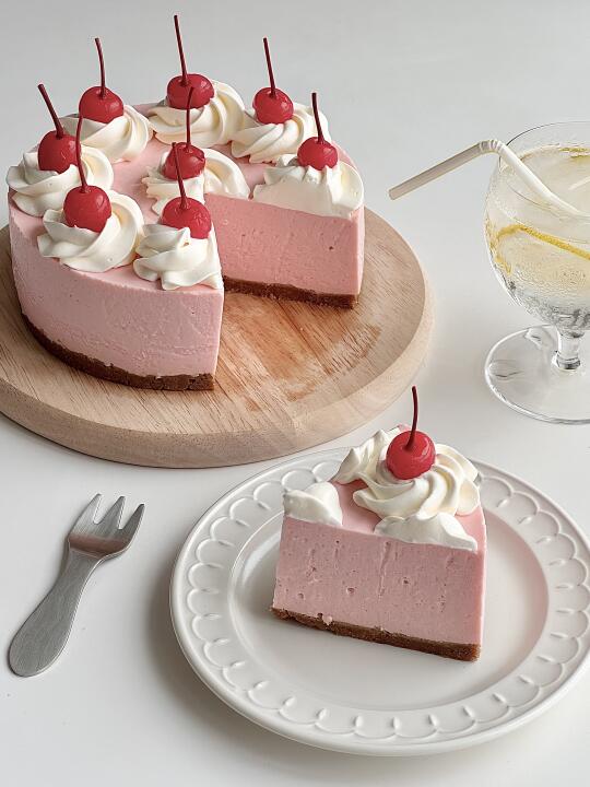 6寸草莓🍓味芝士蛋糕｜夏日免烤箱甜品💓