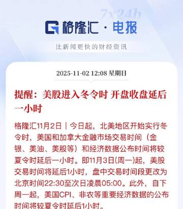 提醒：下周一也就是11月3日开始，美股开盘要延后一个小时时间，开启冬令...