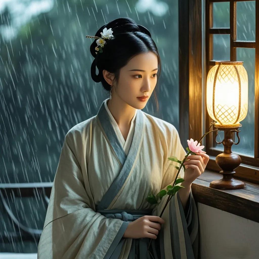 《水仙子·秋之萧索》
 
凄风苦雨扣庐门，落叶行人共暮昏。孤灯伴我愁难尽，昔非今